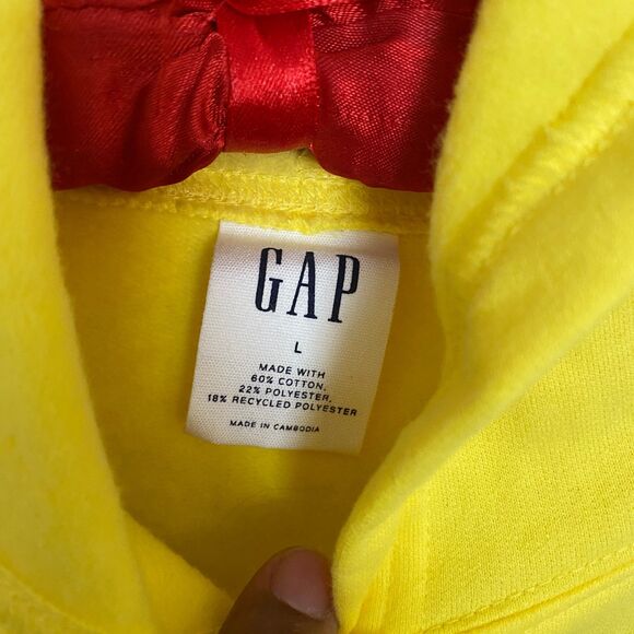 GAP yellow lightweight spell out hoodie L - Picture 4 of 8